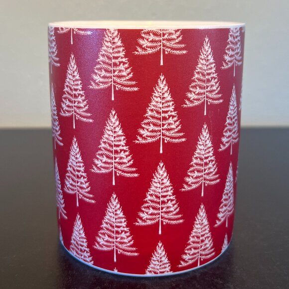DesignPac Red with White Christmas Holiday Pine Trees Oversized Ceramic Mug - Picture 3 of 11